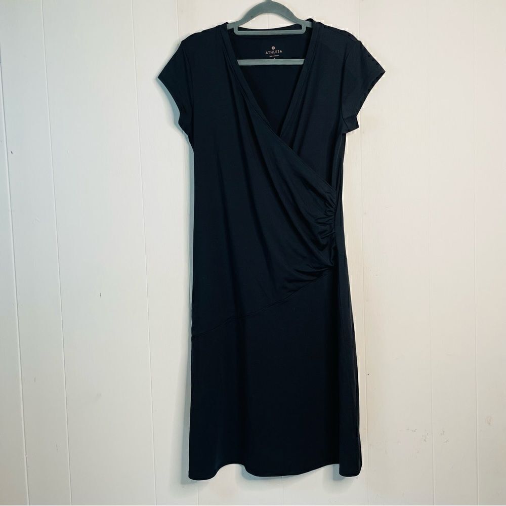 Athleta Nectar Faux Wrap Dress Black Size S